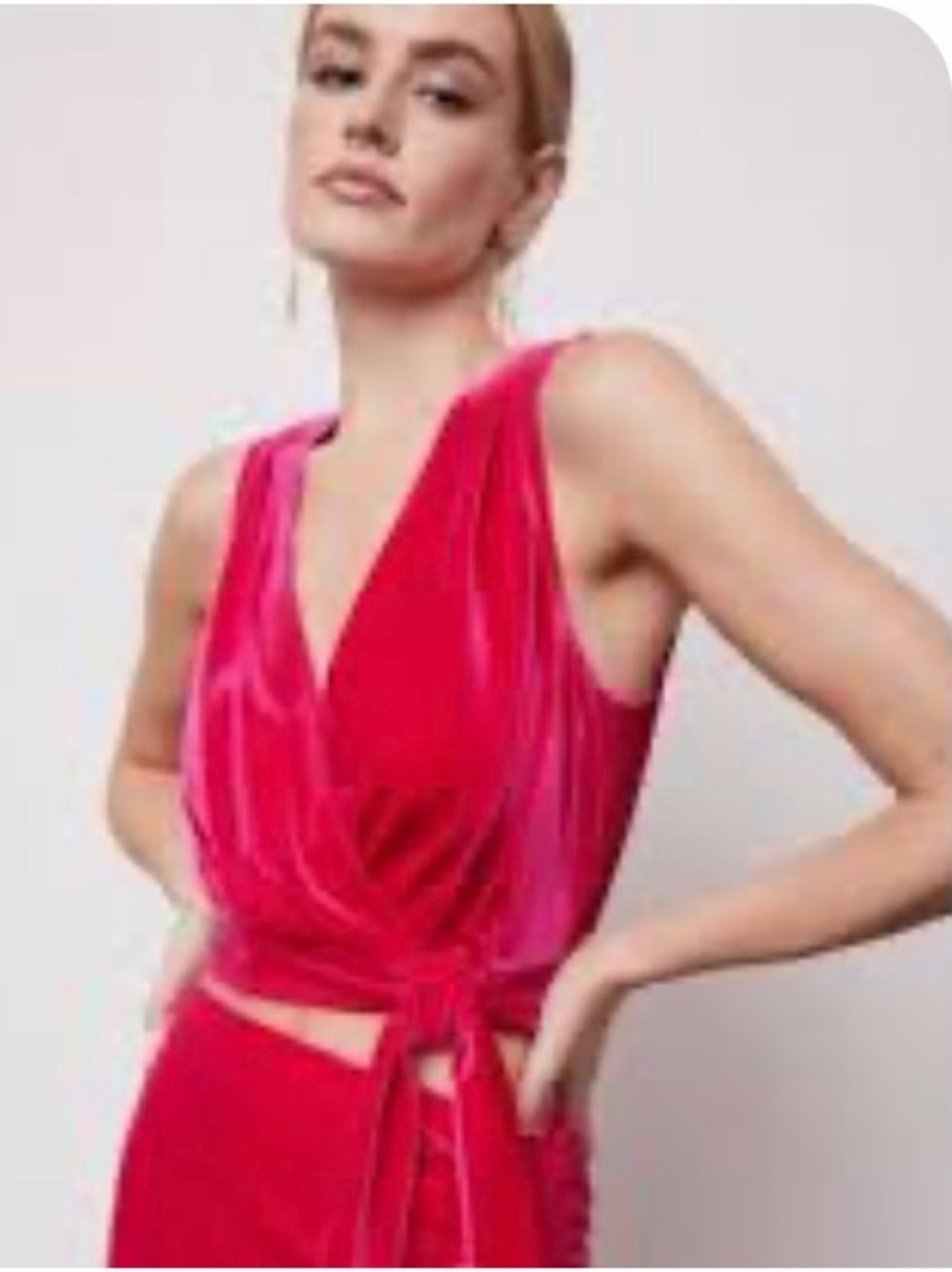 Bailey 44 Fuchsia Pink Velvet Wrap Crop Top-NWT